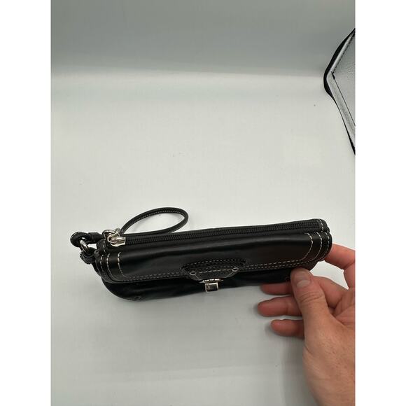 Coach Y2K Legacy Wristlet Mini Clutch Black Leather 2 Pocket - Picture 7 of 9